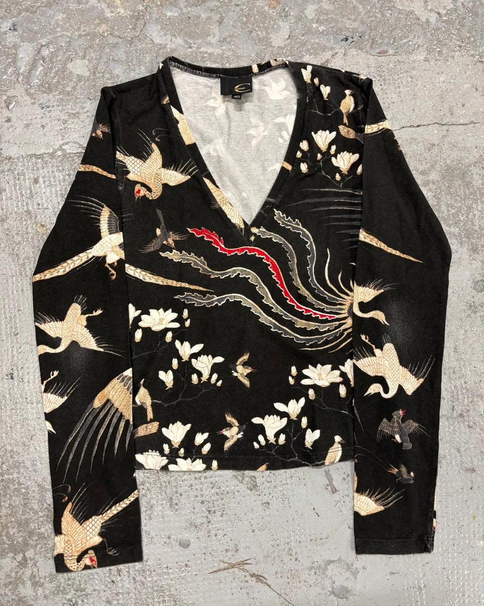 AW2003 Cavalli Asian Birds Black Longsleeves EqzsLBO 0