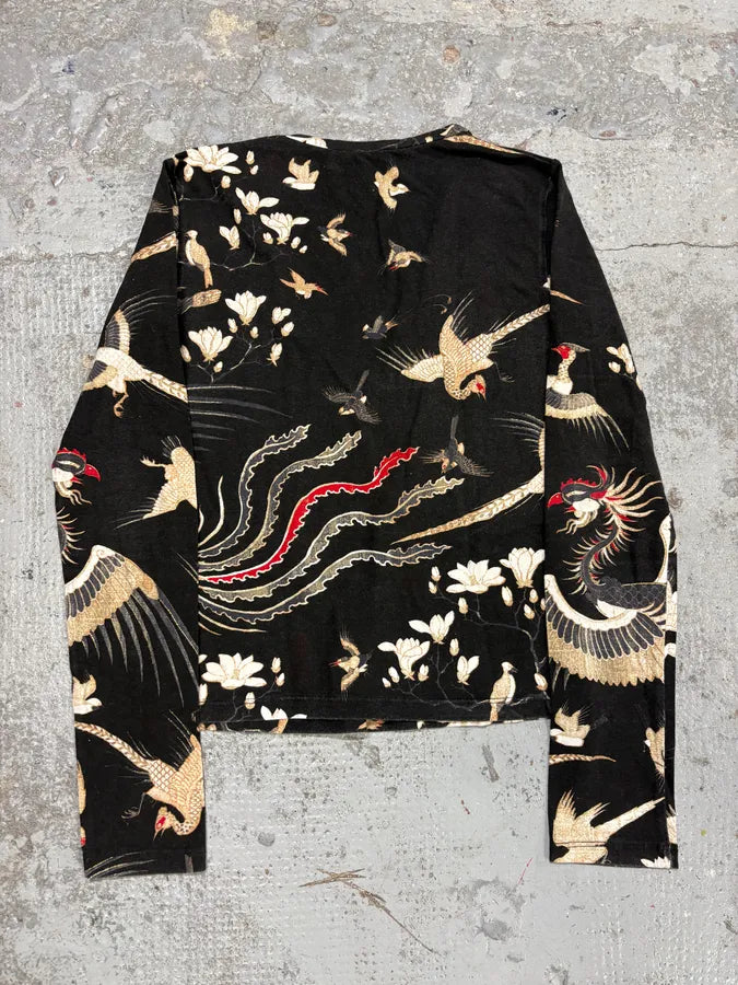 AW2003 Cavalli Asian Birds Black Longsleeves EqzsLBO 6