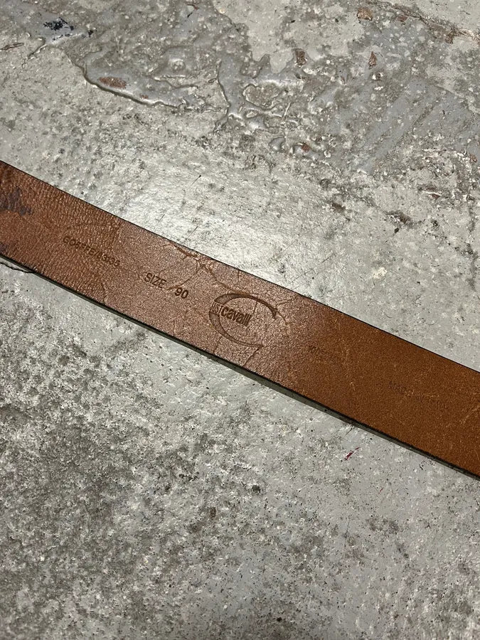 2000s Cavalli Asian Dragon Buckle Silver Leather Belt RMNZFIm 7