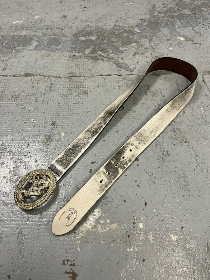 2000s Cavalli Asian Dragon Silver Leather Belt inupkGs 1
