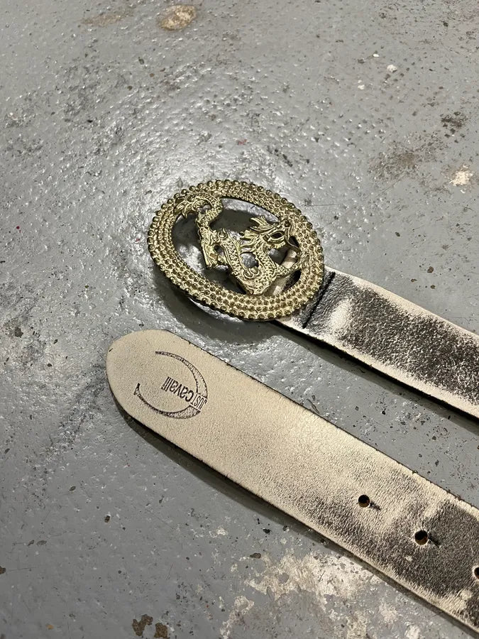 2000s Cavalli Asian Dragon Silver Leather Belt inupkGs 2