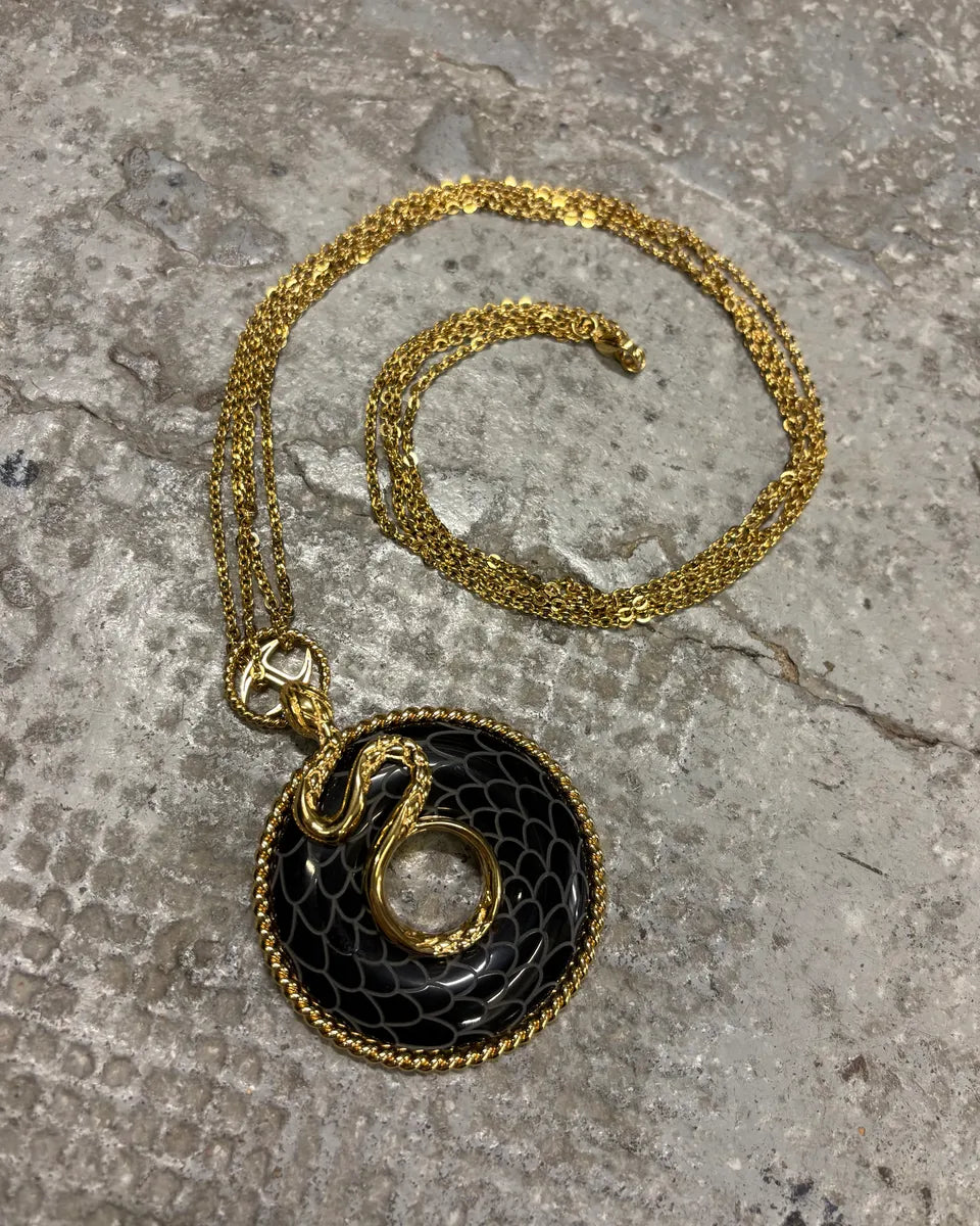 2000s Cavalli Asian Snake Legend Gold Necklace jSuPCIe 0