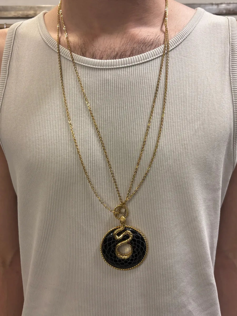 2000s Cavalli Asian Snake Legend Gold Necklace jSuPCIe 1
