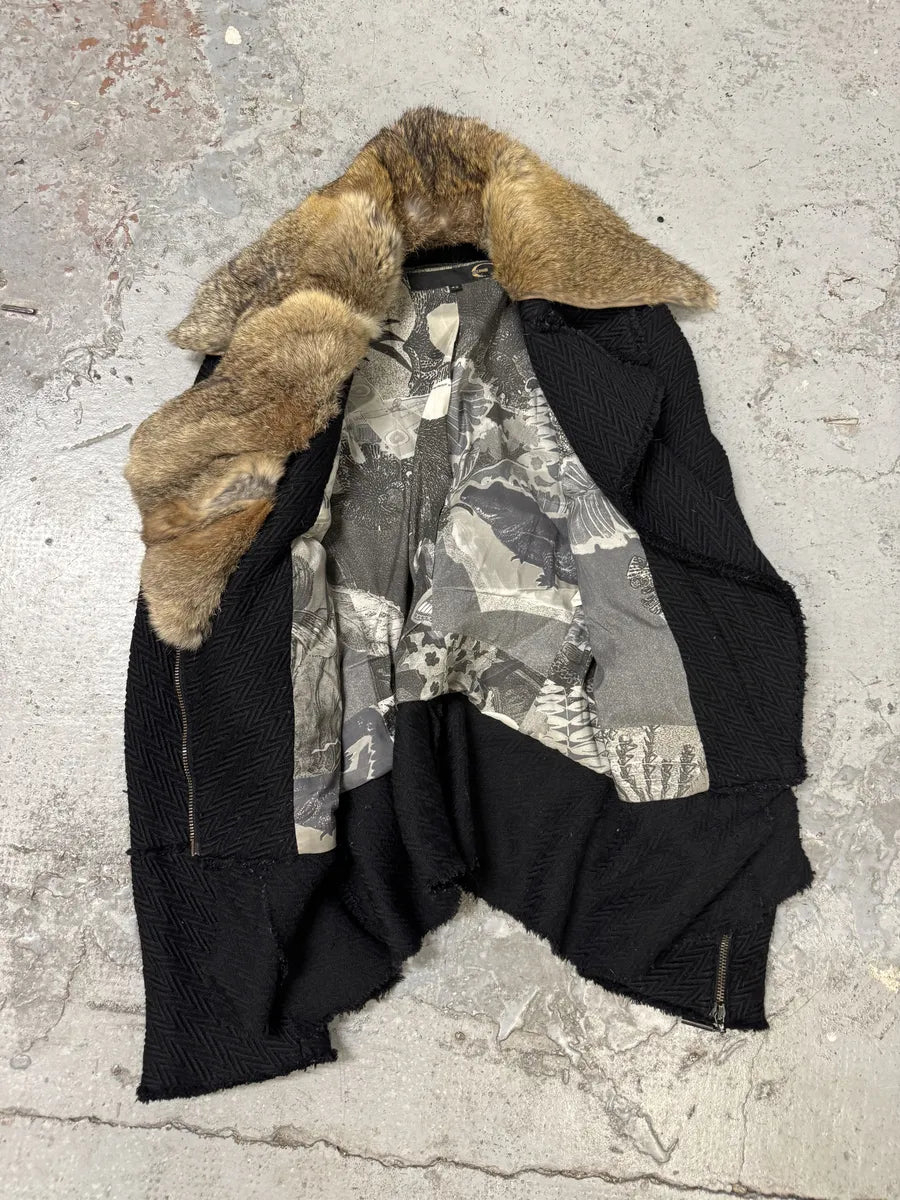 2000s Cavalli Asymmetrical Jacket with Fur Colla OQgtyFm 1