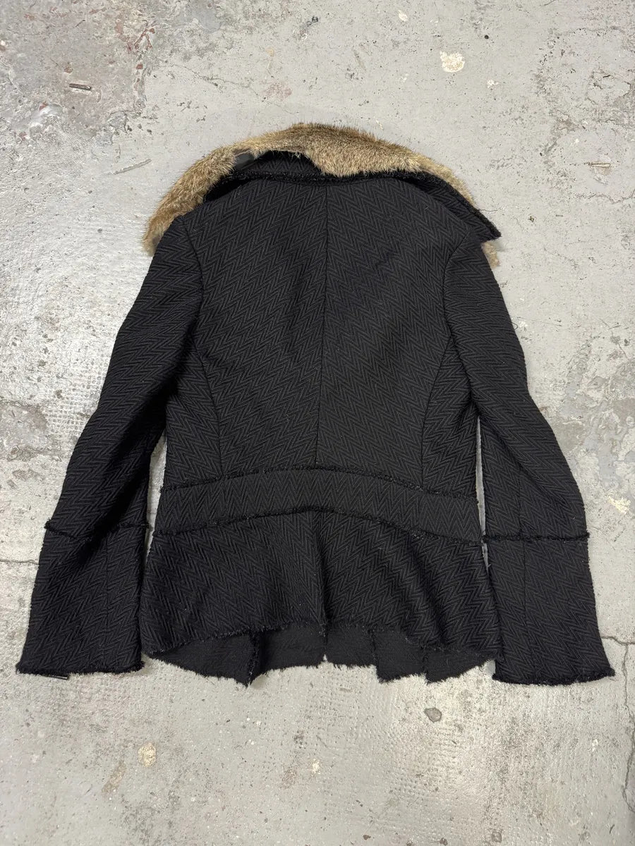 2000s Cavalli Asymmetrical Jacket with Fur Colla OQgtyFm 2