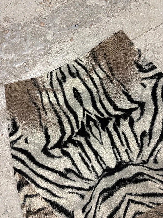 2000s Cavalli Asymmetrical Safari Zebra White & Camel Skirt hAAgBpt 2