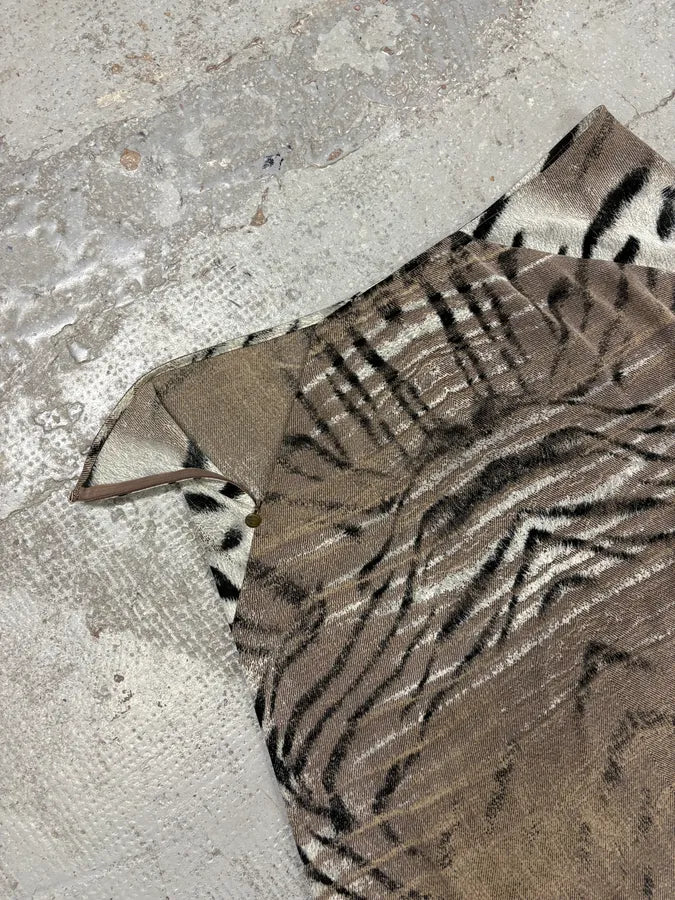 2000s Cavalli Asymmetrical Safari Zebra White & Camel Skirt hAAgBpt 3