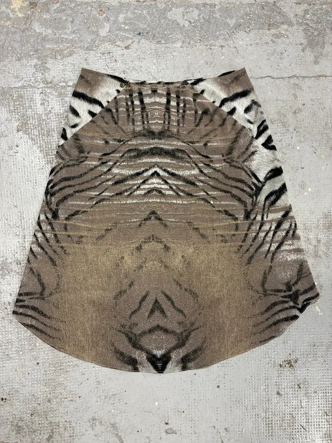 2000s Cavalli Asymmetrical Safari Zebra White & Camel Skirt hAAgBpt 4