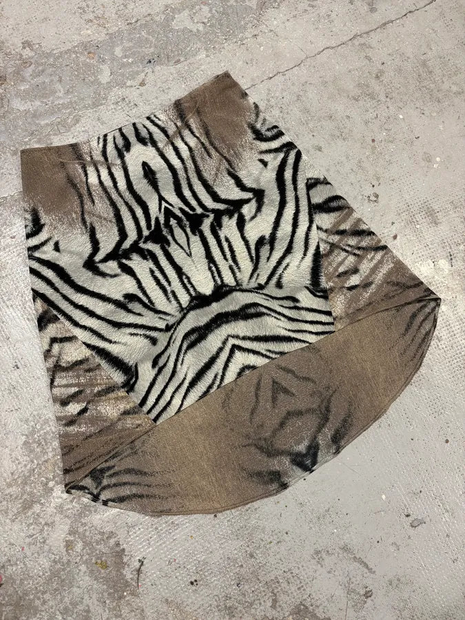 2000s Cavalli Asymmetrical Safari Zebra White & Camel Skirt hAAgBpt 1