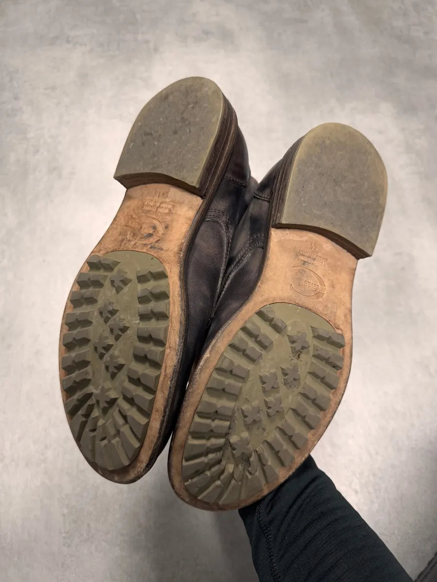 2000s Cavalli Avant-Garde Dyed Black Leather Laces Boots (41eu/us8) 4