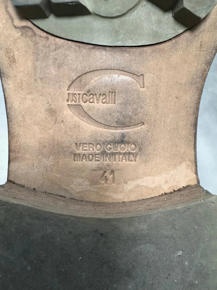 2000s Cavalli Avant-Garde Dyed Black Leather Laces Boots (41eu/us8) 5