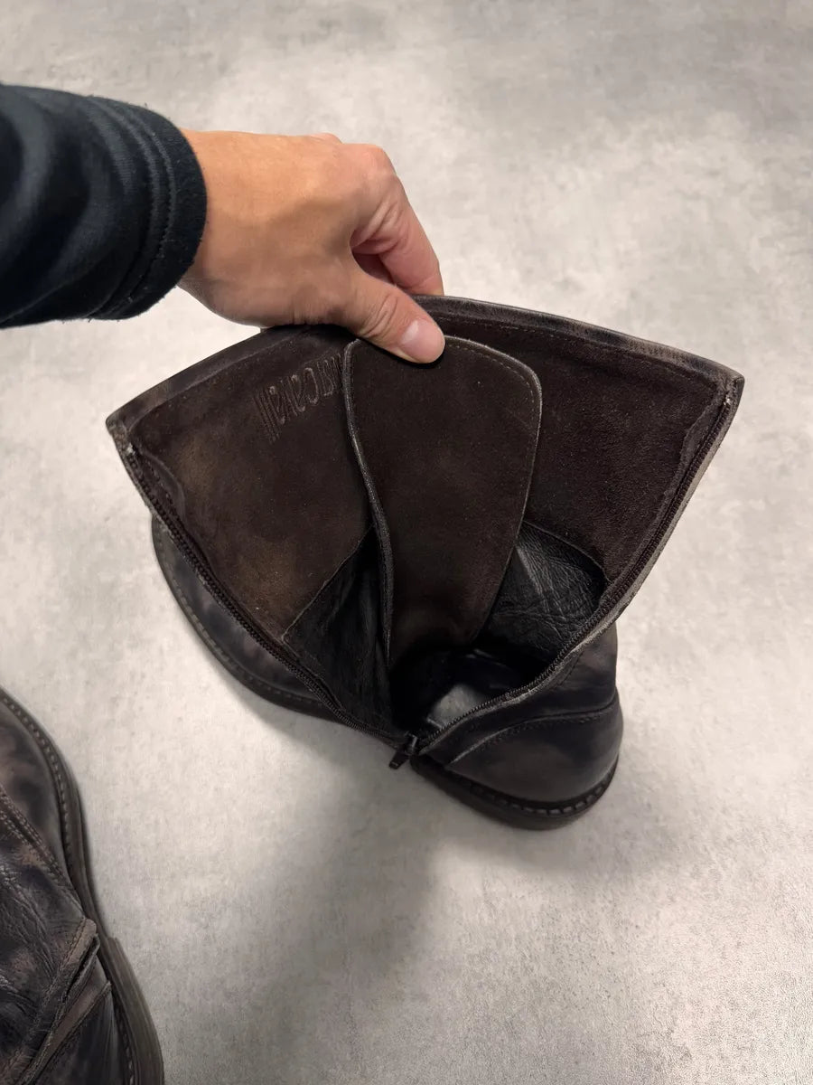 2000s Cavalli Avant-Garde Dyed Black Leather Laces Boots (41eu/us8) 7