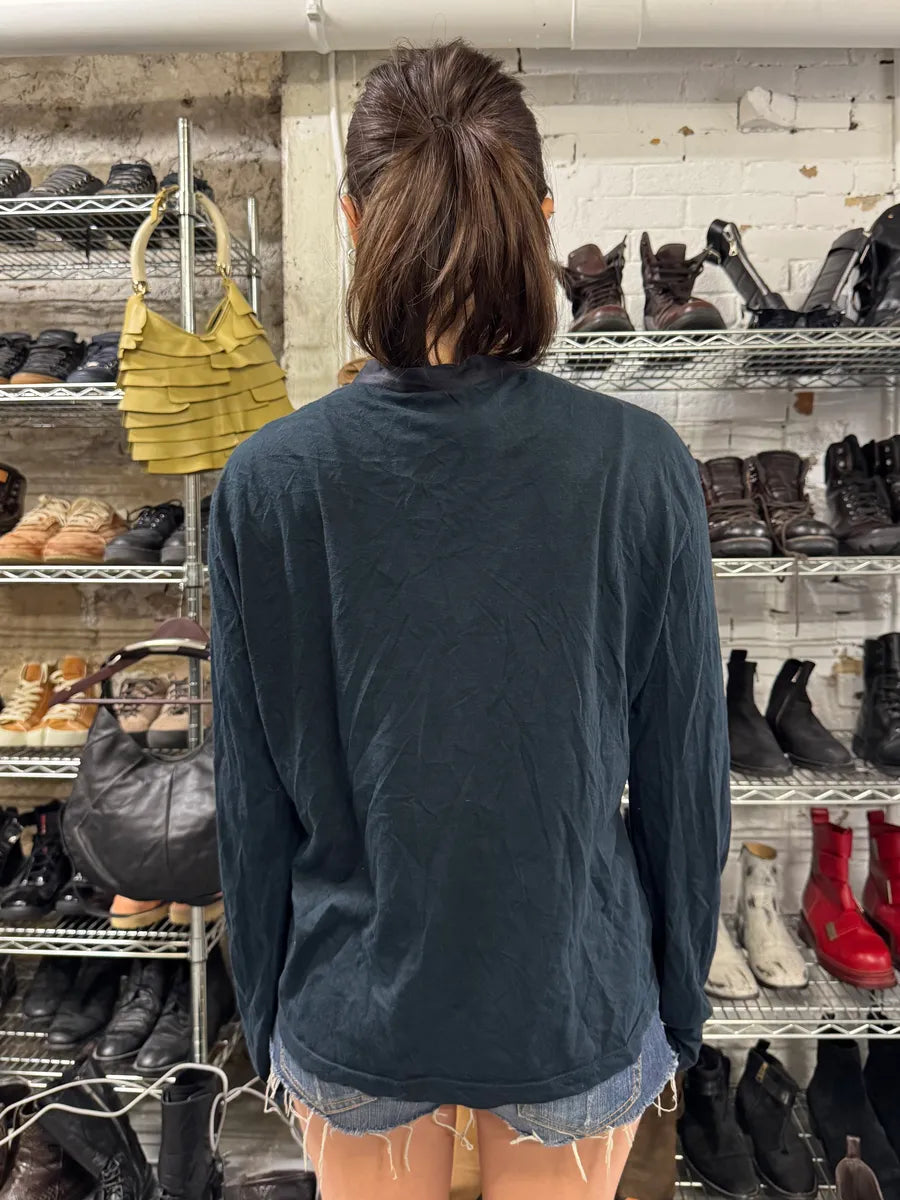 2000s Cavalli Beaded Navy Henley Longsleeves (M/L) slPqVwt 2