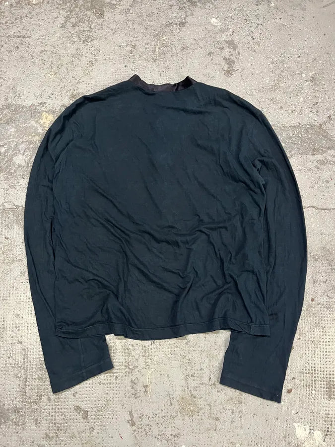 2000s Cavalli Beaded Navy Henley Longsleeves (M/L) slPqVwt 7