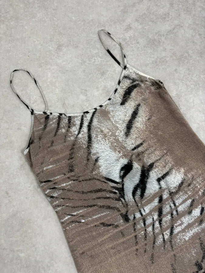 2000s Cavalli Beige & Black Safari Zebra Dress iElxGLi 4