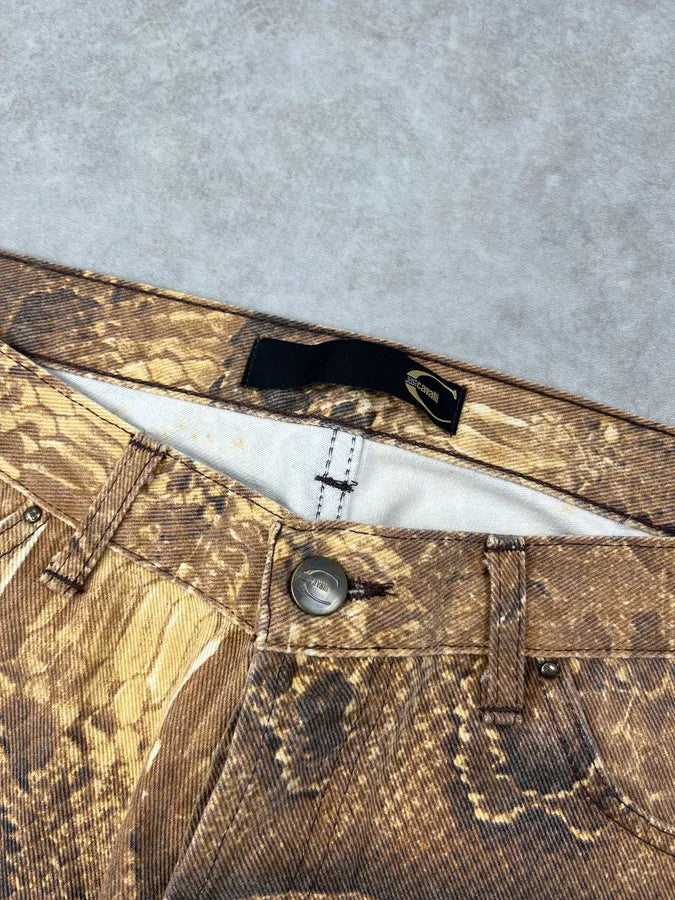 2000s Cavalli Beige Abstract Snake Print Pants lnCEQBN 10