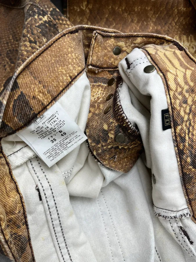 2000s Cavalli Beige Abstract Snake Print Pants lnCEQBN 11