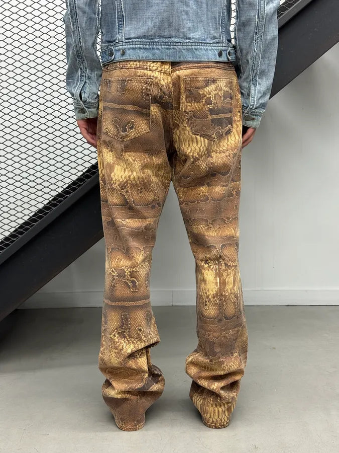 2000s Cavalli Beige Abstract Snake Print Pants lnCEQBN 2