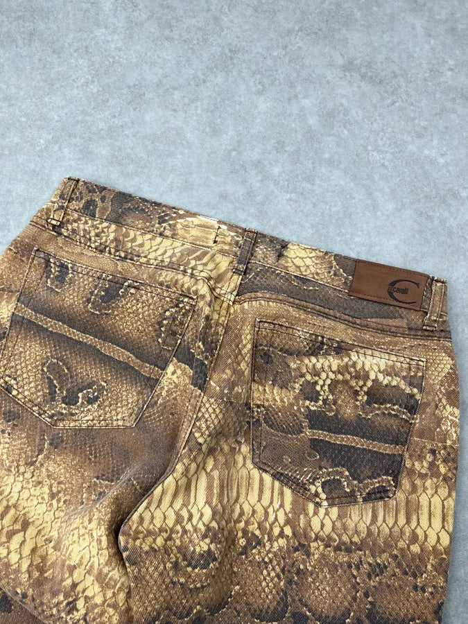 2000s Cavalli Beige Abstract Snake Print Pants lnCEQBN 6
