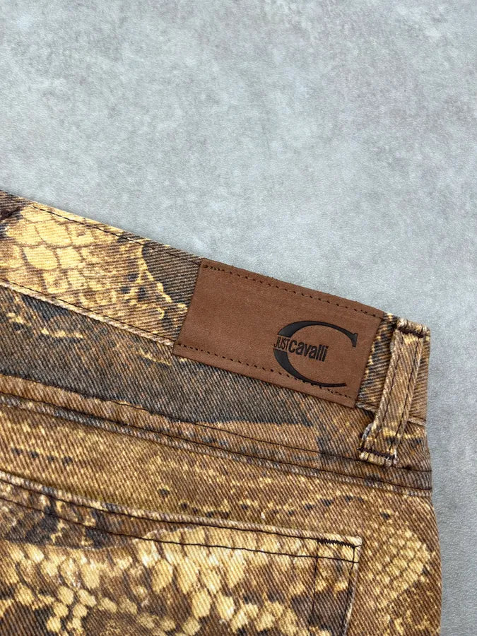 2000s Cavalli Beige Abstract Snake Print Pants lnCEQBN 7