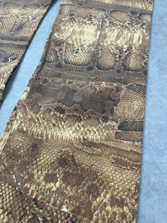 2000s Cavalli Beige Abstract Snake Print Pants lnCEQBN 9