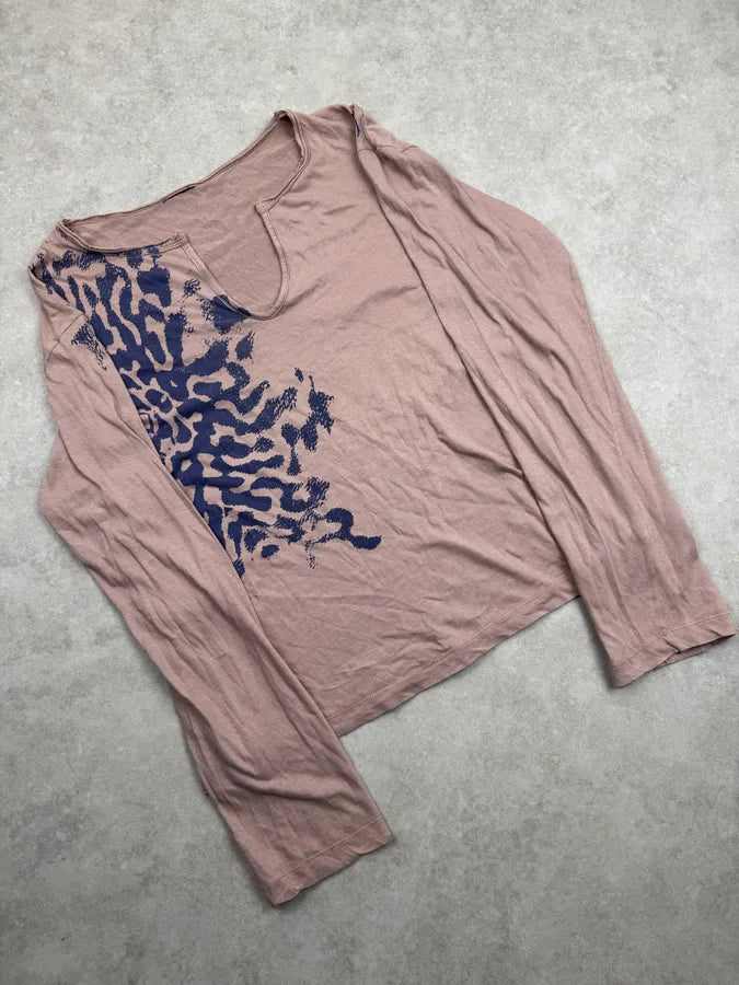 2000s Cavalli Beige Blue Abstract Zebra Graphic Tunisian Longsleeve ACuzgrF 3