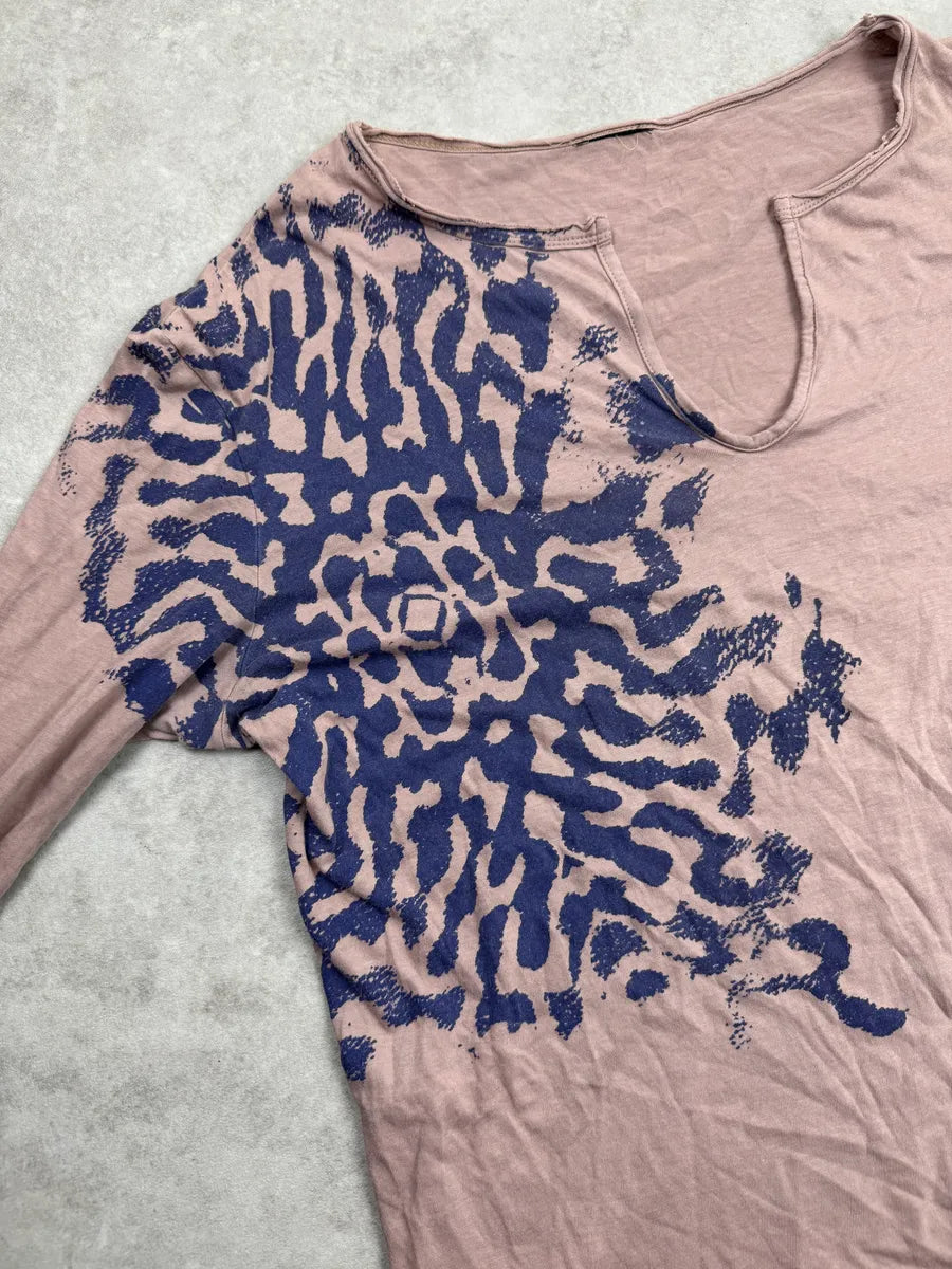 2000s Cavalli Beige Blue Abstract Zebra Graphic Tunisian Longsleeve ACuzgrF 4