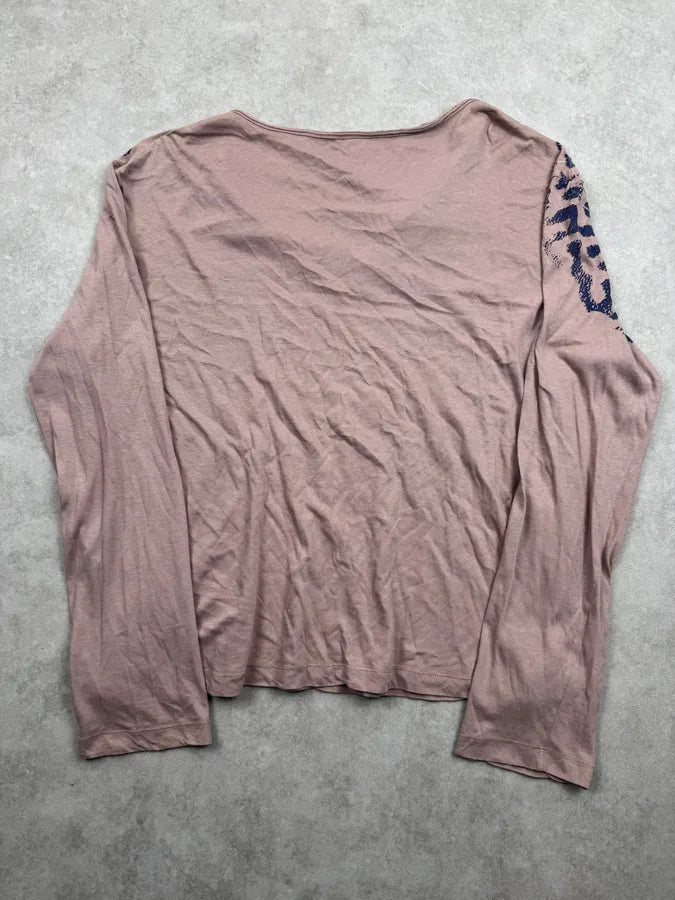 2000s Cavalli Beige Blue Abstract Zebra Graphic Tunisian Longsleeve ACuzgrF 7