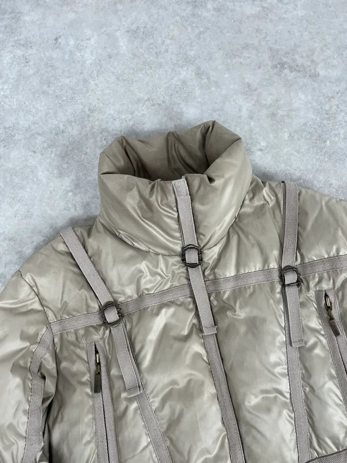 2000s Cavalli Beige Bondage Harness Puffer Jacket QtZHscD 4