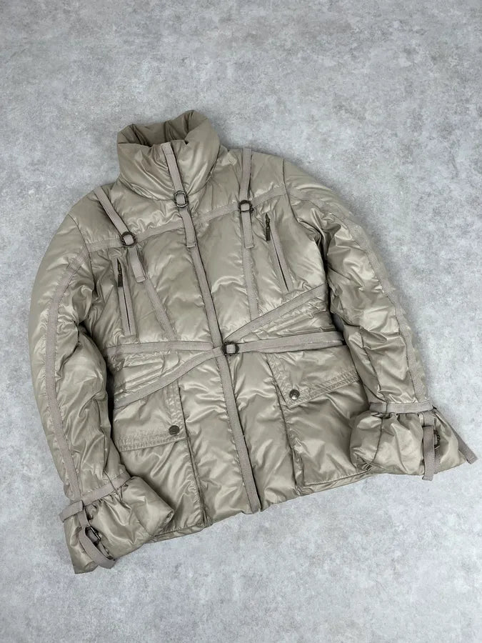2000s Cavalli Beige Bondage Harness Puffer Jacket QtZHscD 3