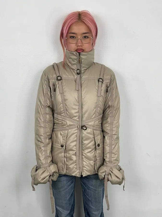 2000s Cavalli Beige Bondage Harness Puffer Jacket QtZHscD 1