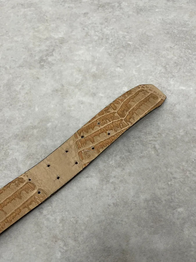 2000s Cavalli Beige Crocodile Effect Leather Belt WuGTqzr 5