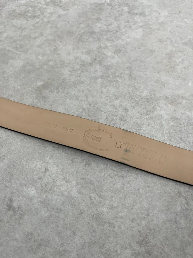 2000s Cavalli Beige Crocodile Effect Leather Belt WuGTqzr 7