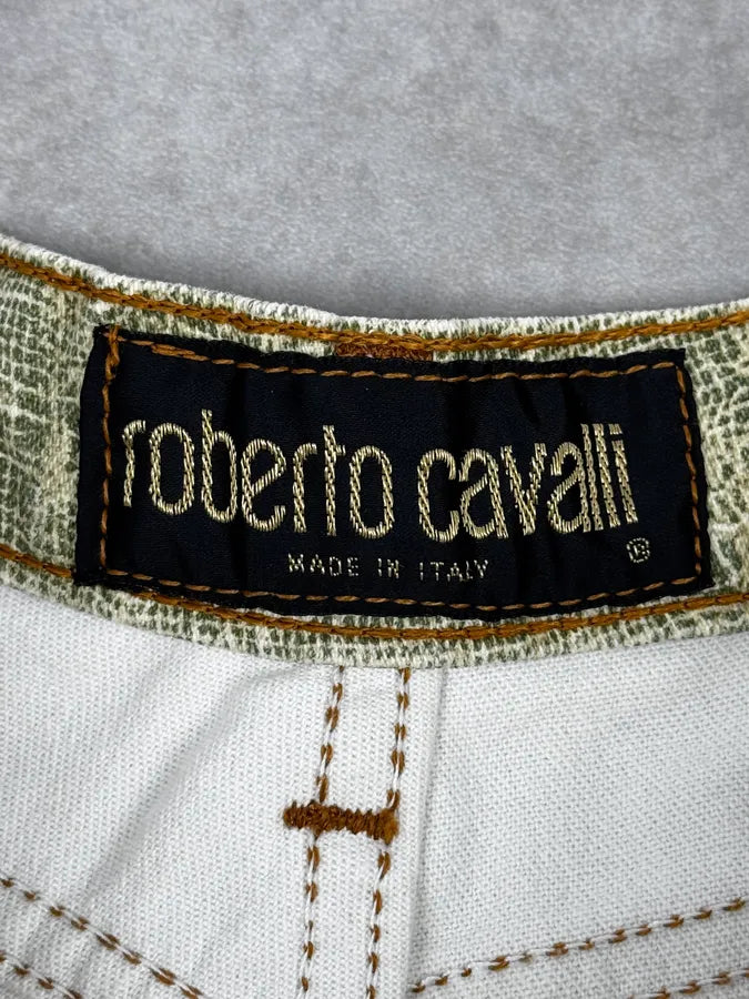 1990s Roberto Cavalli Green Distressed Net Trompe L’Oeil Pants qdufeLX 10
