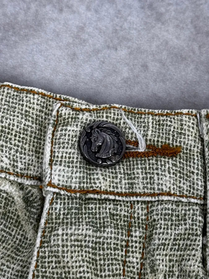1990s Roberto Cavalli Green Distressed Net Trompe L’Oeil Pants qdufeLX 9