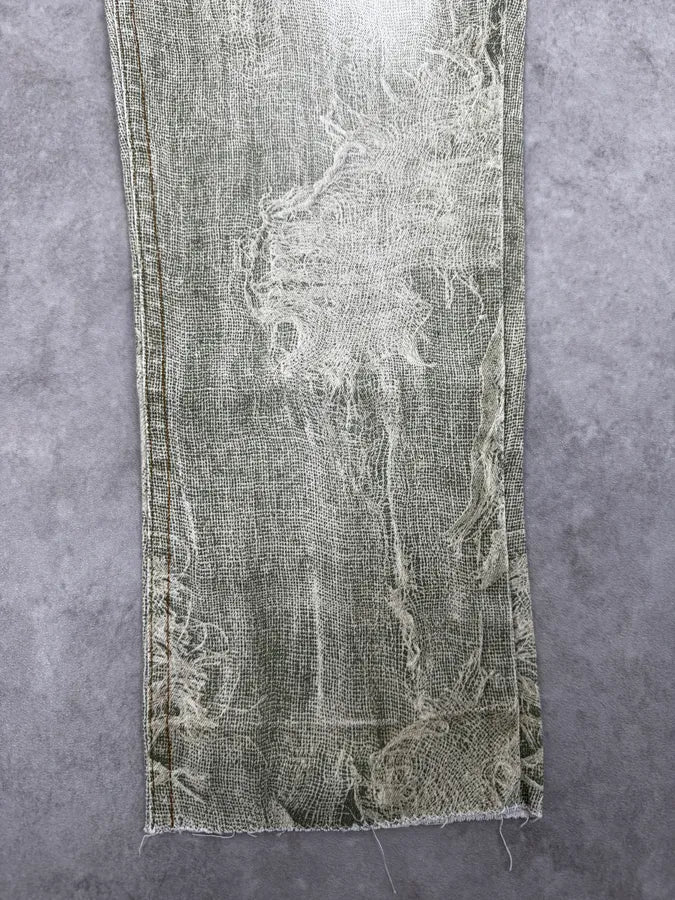 1990s Roberto Cavalli Green Distressed Net Trompe L’Oeil Pants qdufeLX 7