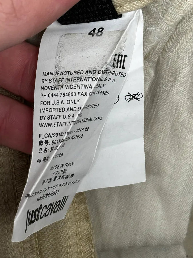 AW2016 Cavalli Beige Slim Distressed Pants  wHidkZo 12