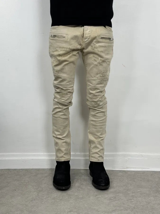 AW2016 Cavalli Beige Slim Distressed Pants  wHidkZo 1