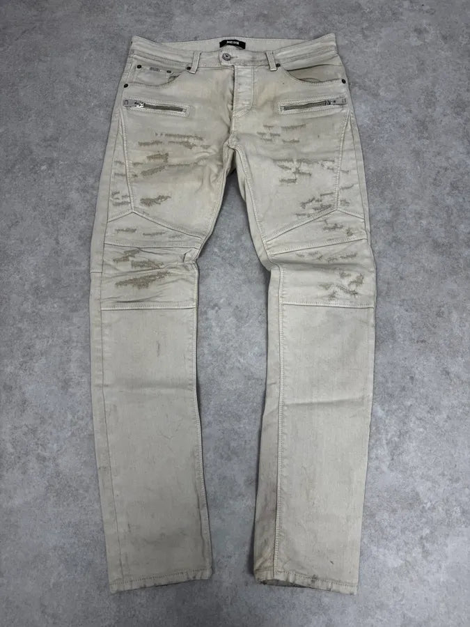 AW2016 Cavalli Beige Slim Distressed Pants  wHidkZo 0