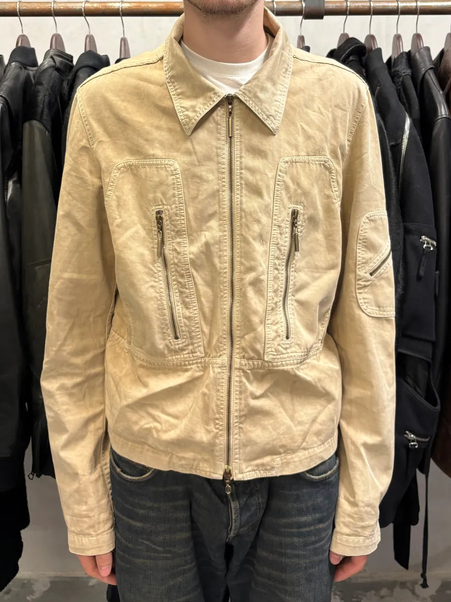 2000s Cavalli Beige Fighter Multi Zips Jacket (M) feeZFtA 1