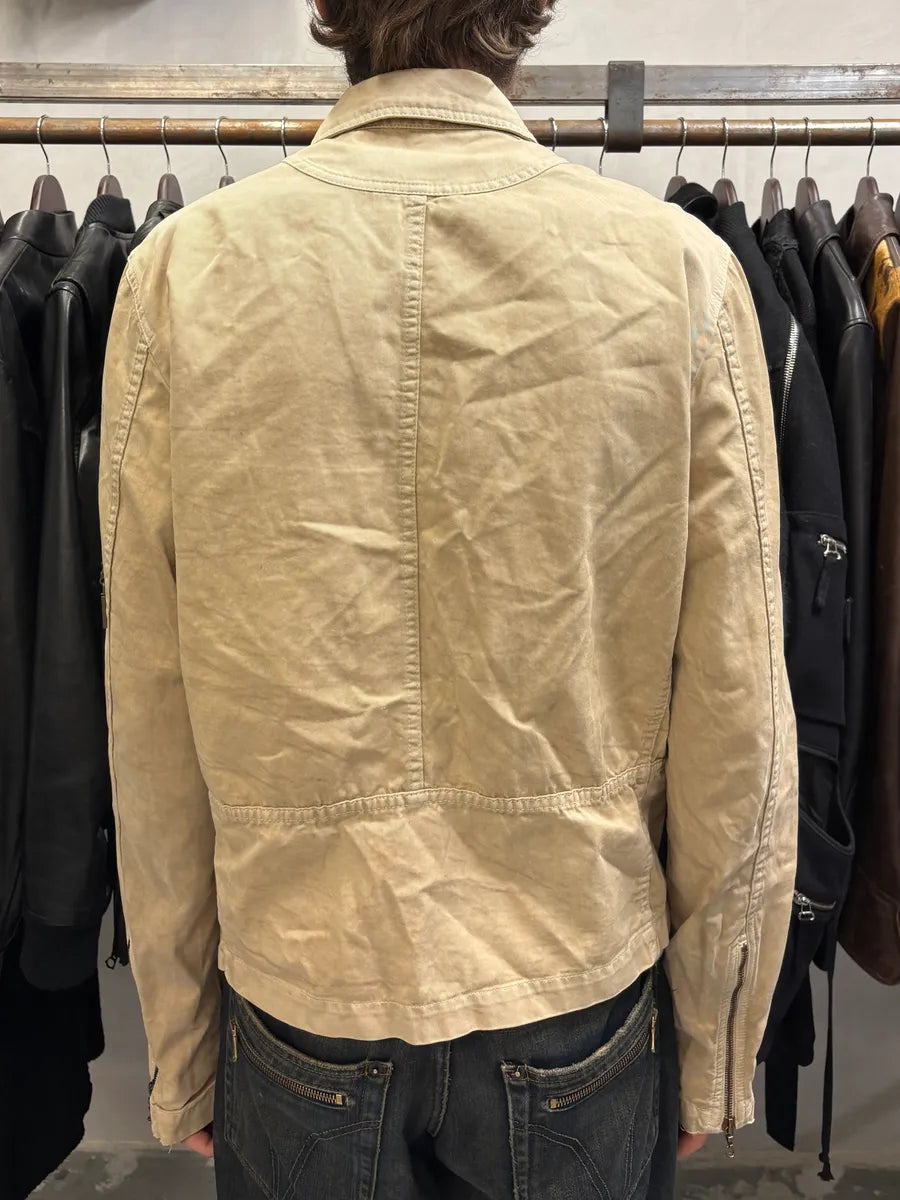 2000s Cavalli Beige Fighter Multi Zips Jacket (M) feeZFtA 2