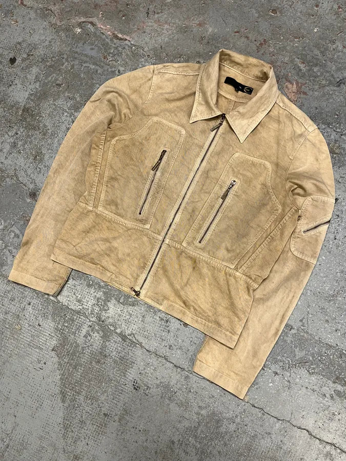 2000s Cavalli Beige Fighter Multi Zips Jacket (M) feeZFtA 3