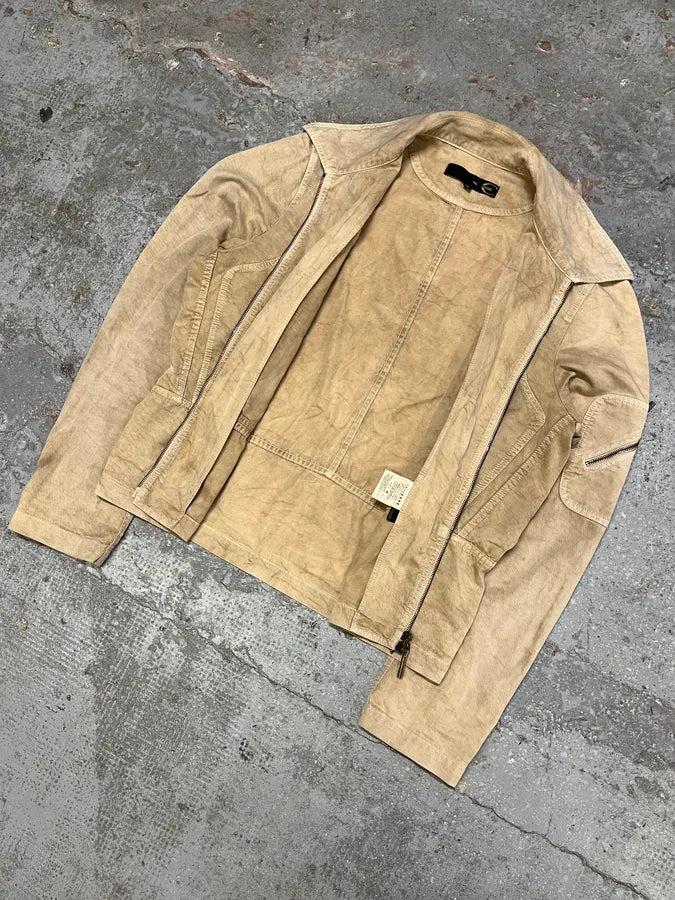 2000s Cavalli Beige Fighter Multi Zips Jacket (M) feeZFtA 4