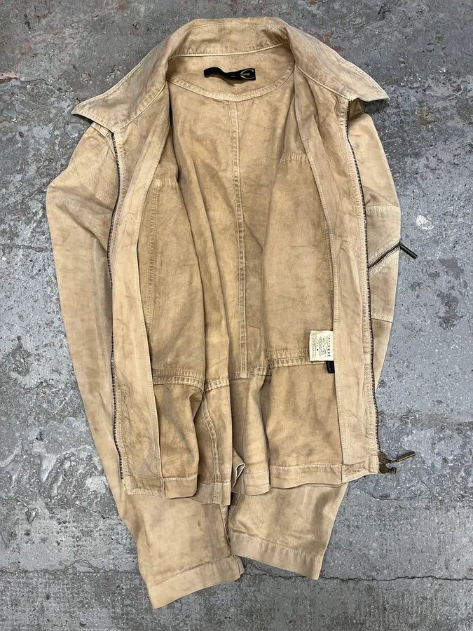 2000s Cavalli Beige Fighter Multi Zips Jacket (M) feeZFtA 5