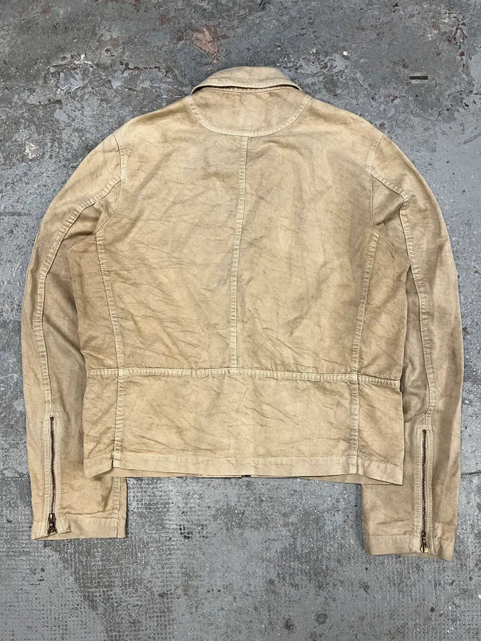 2000s Cavalli Beige Fighter Multi Zips Jacket (M) feeZFtA 6