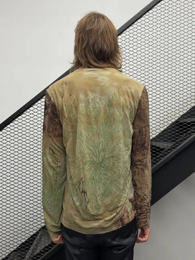 2000s Cavalli Beige Floral Pattern Longsleeve IpEcexS 1