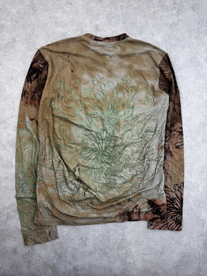 2000s Cavalli Beige Floral Pattern Longsleeve IpEcexS 3