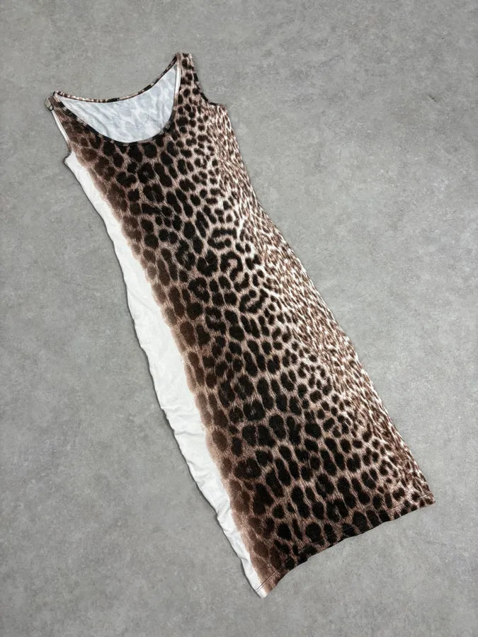 2000s Cavalli Beige Gradiant Leopard Dress jolFBeQ 3