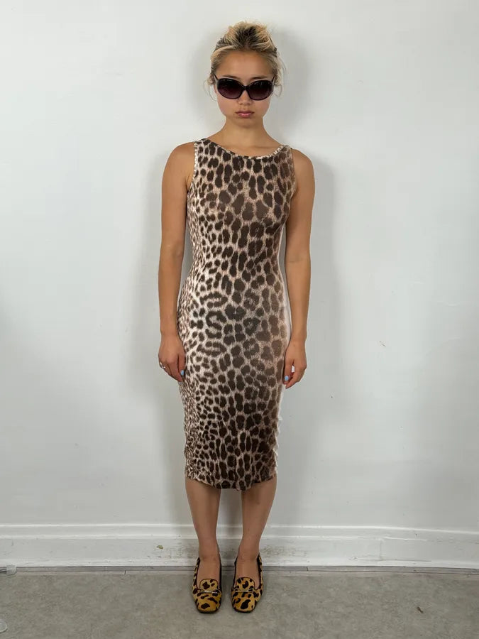 2000s Cavalli Beige Gradiant Leopard Dress jolFBeQ 0