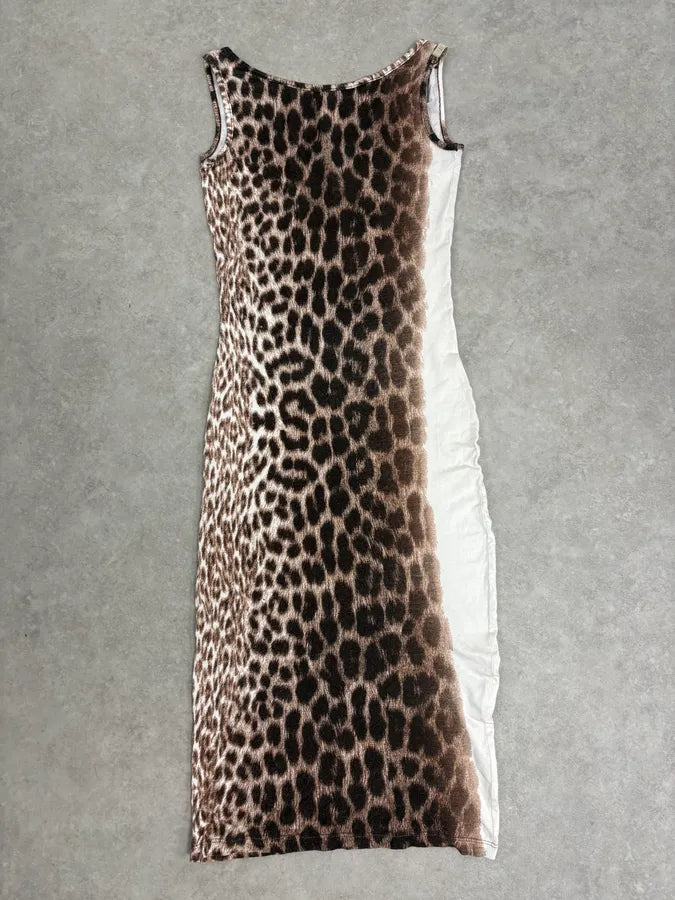 2000s Cavalli Beige Gradiant Leopard Dress jolFBeQ 5